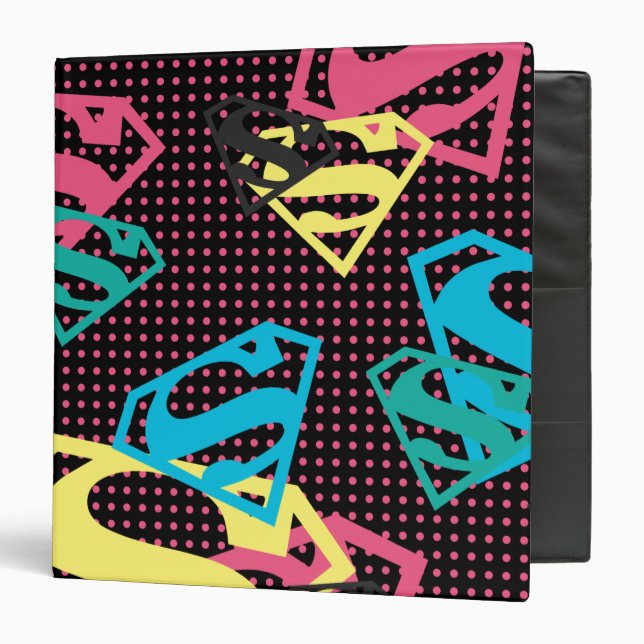Supergirl Logo Pattern & Polka Dots 3 Ring Binder (Front/Inside)
