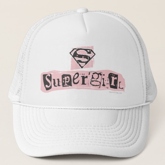Supergirl Logo Ransom Note Trucker Hat (Front)