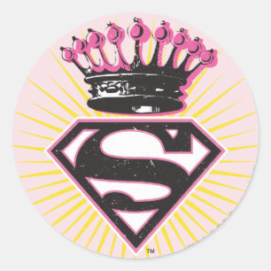 Supergirl Logo with Crown Classic Round Sticker
