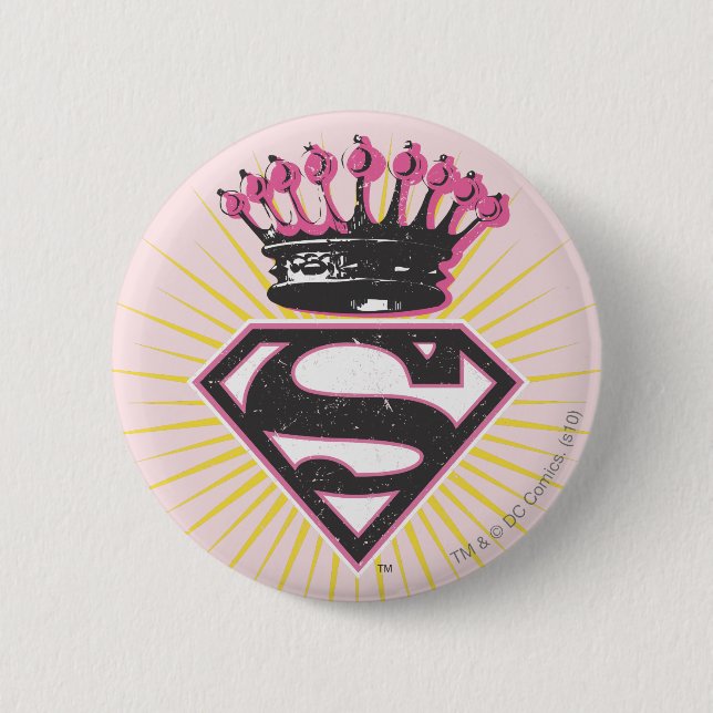 Supergirl Logo with Crown Pinback Button (Front)