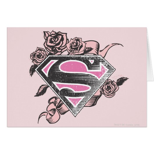 Supergirl Logo with Roses Cards (Front Horizontal)