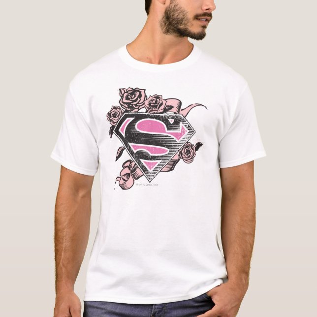 Supergirl Logo with Roses T-Shirt (Front)
