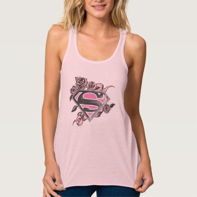 Supergirl Logo with Roses Tank Top (Front)