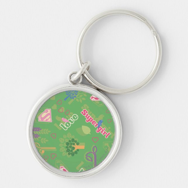 Supergirl Love Pattern Keychain (Front)