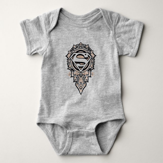 Supergirl Mandala Graphic Baby Bodysuit (Front)