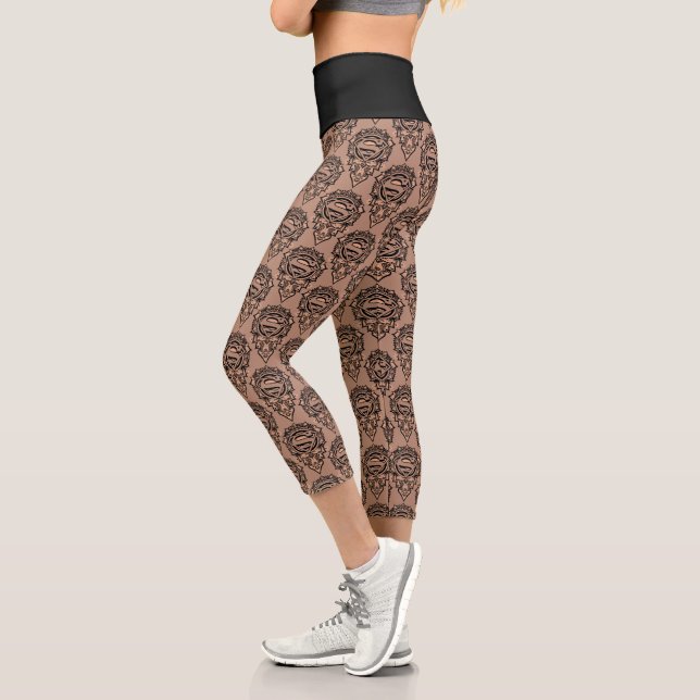 Supergirl Mandala Graphic Capri Leggings (Left)