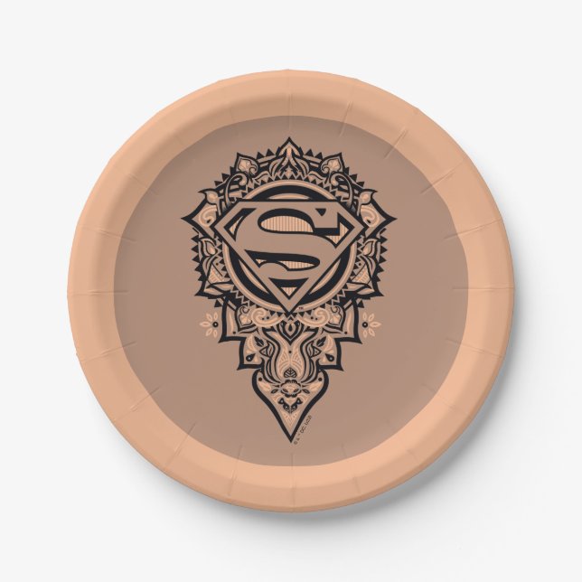 Supergirl Mandala Graphic Paper Plates (Front)