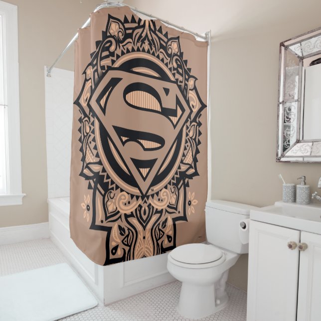 Supergirl Mandala Graphic Shower Curtain (In Situ)