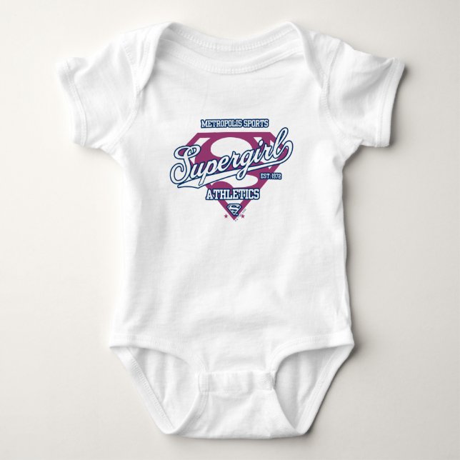 Supergirl Metropolis Sports Athletics Graphic Baby Bodysuit (Front)