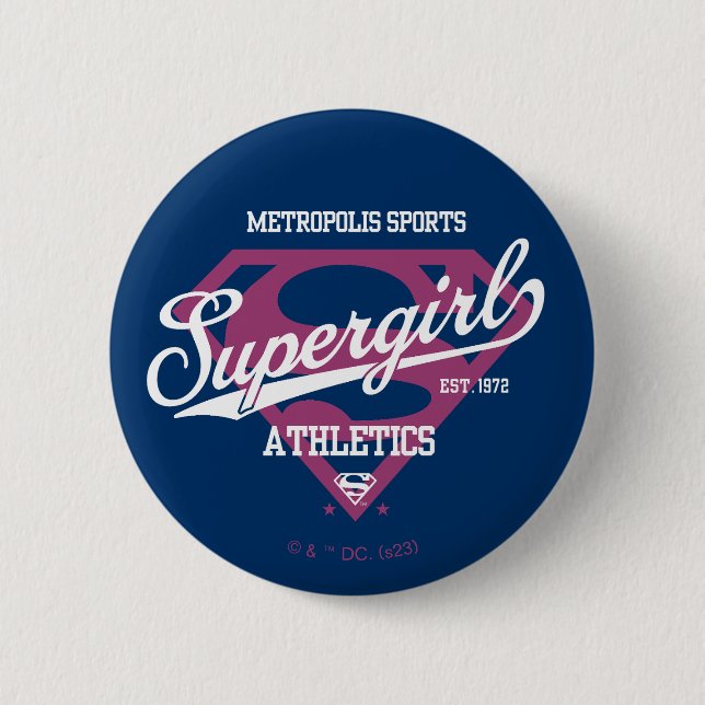 Supergirl Metropolis Sports Athletics Graphic Button (Front)