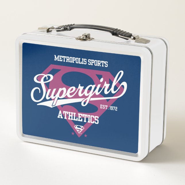 Supergirl Metropolis Sports Athletics Graphic Metal Lunch Box (Front)