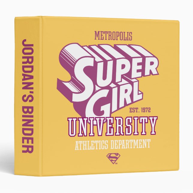 Supergirl Metropolis University Athletics Dept. 3 Ring Binder (Front/Spine)