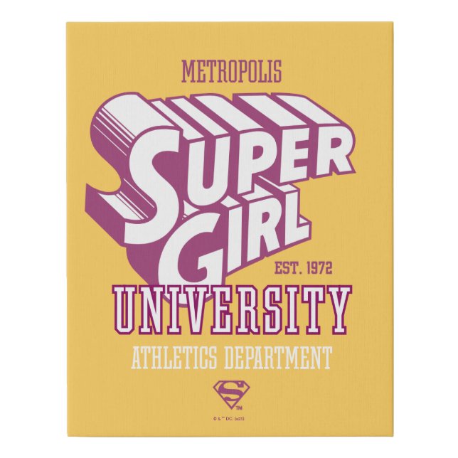 Supergirl Metropolis University Athletics Dept. Faux Canvas Print (Front)