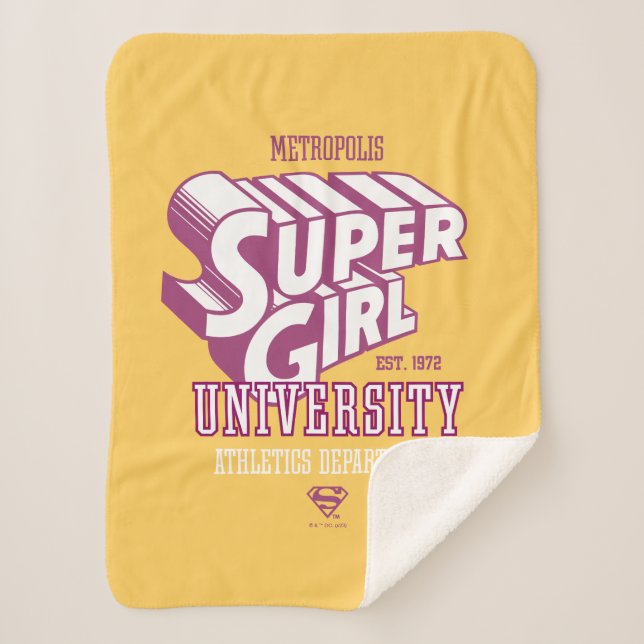 Supergirl Metropolis University Athletics Dept. Sherpa Blanket (Front)