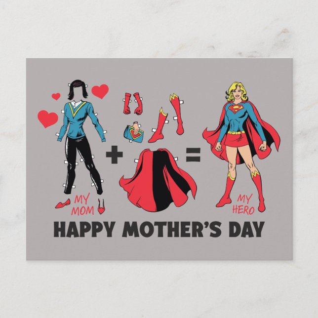 Supergirl | My Mom = My Hero Invitation Postcard (Front)