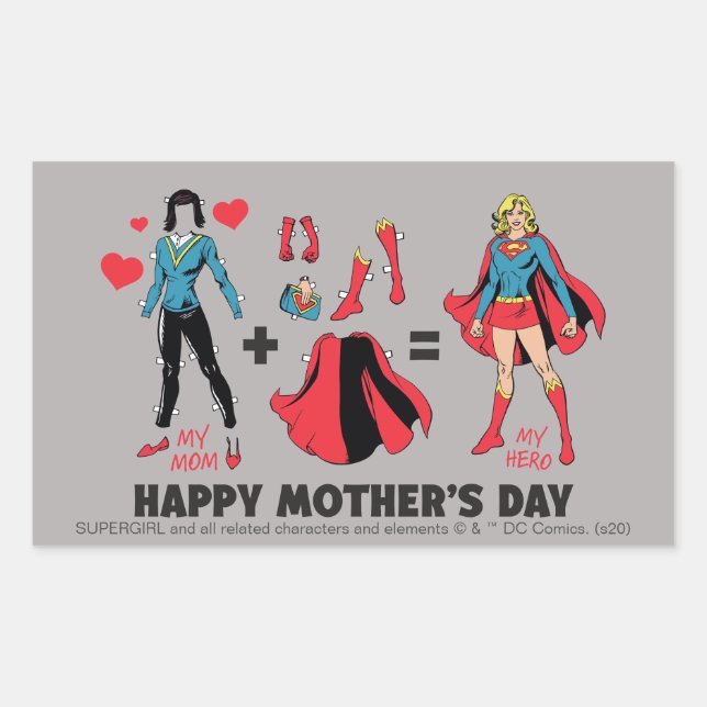 Supergirl | My Mom = My Hero Rectangular Sticker (Front)