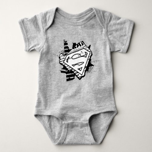 Supergirl Newsprint S_Shield Baby Bodysuit