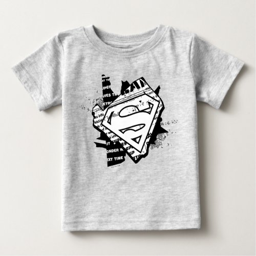 Supergirl Newsprint S_Shield Baby T_Shirt