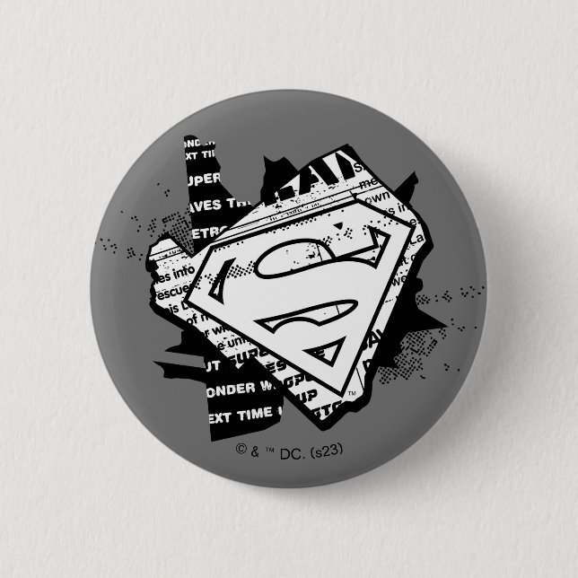 Supergirl Newsprint S-Shield Button (Front)