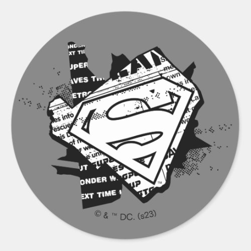 Supergirl Newsprint S_Shield Classic Round Sticker