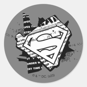 Supergirl Newsprint S-Shield Classic Round Sticker
