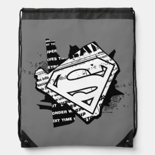 Supergirl Newsprint S-Shield Drawstring Bag