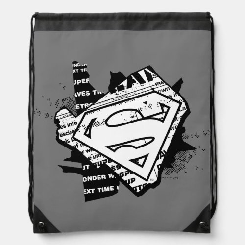 Supergirl Newsprint S_Shield Drawstring Bag