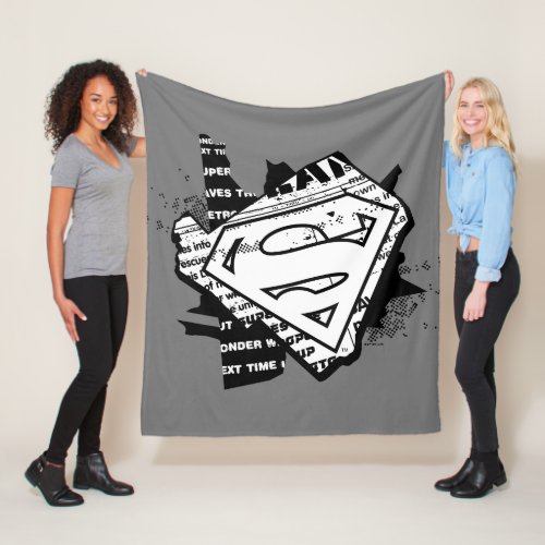 Supergirl Newsprint S_Shield Fleece Blanket