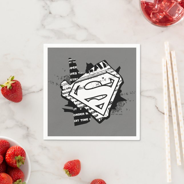 Supergirl Newsprint S-Shield Napkins (Insitu)