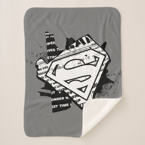 Supergirl Newsprint S_Shield Sherpa Blanket