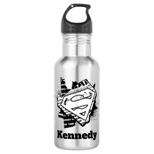 Supergirl Newsprint S-Shield Stainless Steel Water Bottle