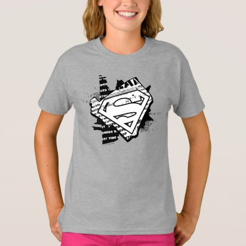 Supergirl Newsprint S_Shield T_Shirt