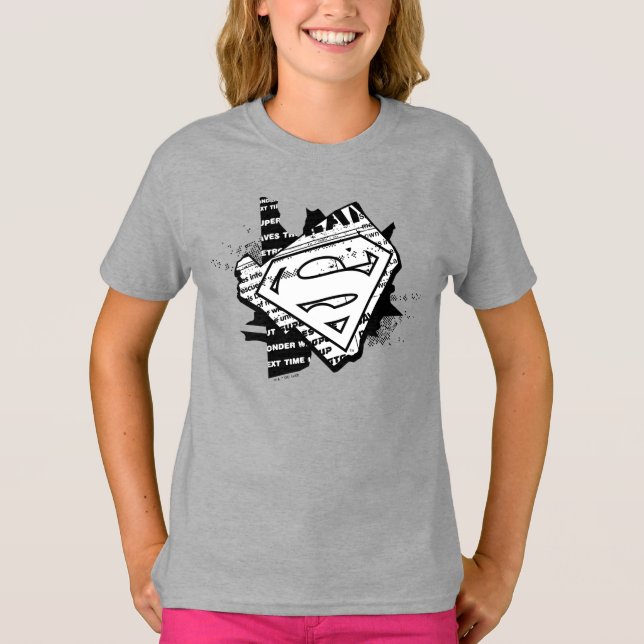 Supergirl Newsprint S-Shield T-Shirt (Front)