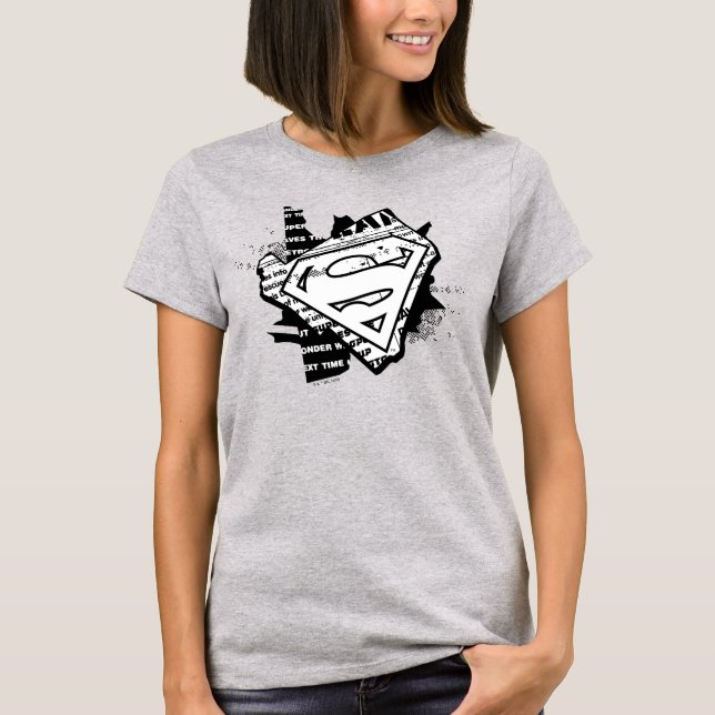 Supergirl Newsprint S-Shield T-Shirt (Front)