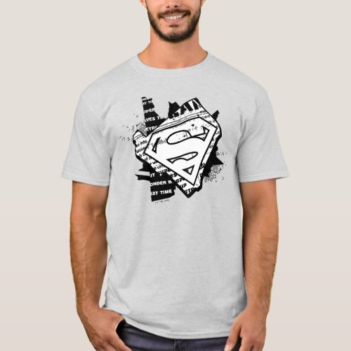 Supergirl Newsprint S_Shield T_Shirt