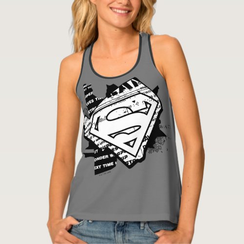 Supergirl Newsprint S_Shield Tank Top