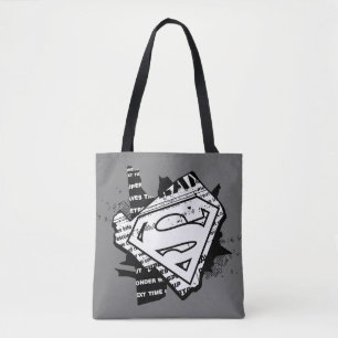 Supergirl Newsprint S-Shield Tote Bag