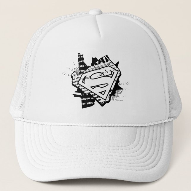 Supergirl Newsprint S-Shield Trucker Hat (Front)