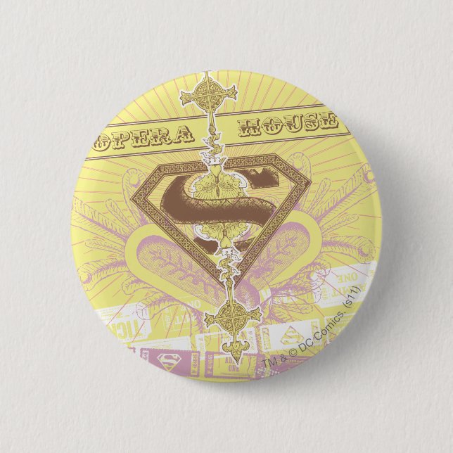Supergirl Opera House Yellow Pinback Button (Front)