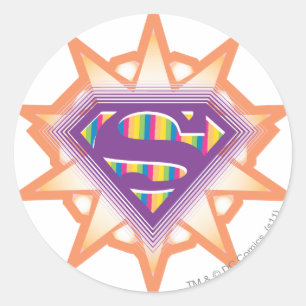 Supergirl Orange Starburst Classic Round Sticker