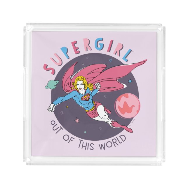 Supergirl Out of This World Retro Graphic Acrylic Tray (Front)