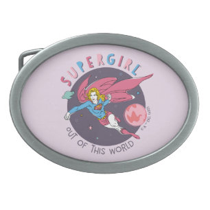 Supergirl Out of This World Retro Graphic Belt Buckle