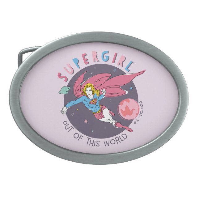 Supergirl Out of This World Retro Graphic Belt Buckle (Front)