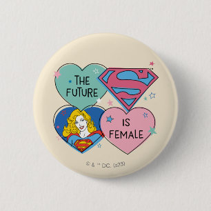 Supergirl Out of This World Retro Graphic Button