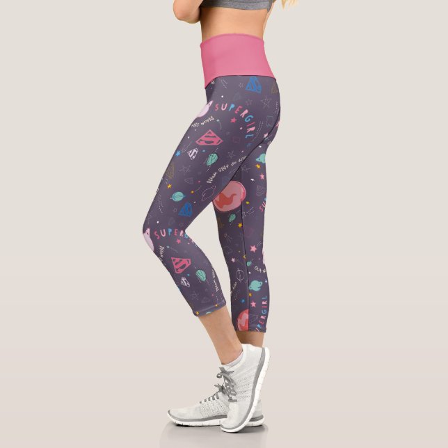 Supergirl Out of This World Retro Graphic Capri Leggings (Left)