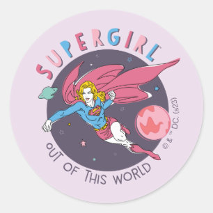 Supergirl Out of This World Retro Graphic Classic Round Sticker