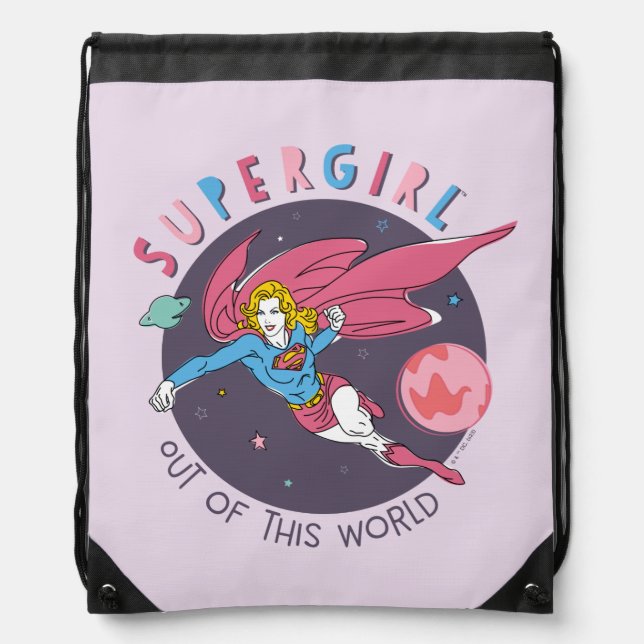 Supergirl Out of This World Retro Graphic Drawstring Bag (Front)
