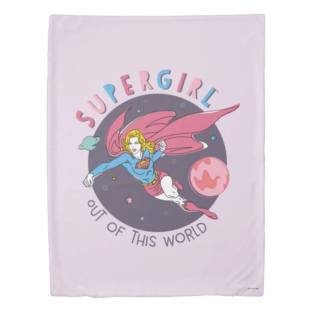 Supergirl Out of This World Retro Graphic Duvet Cover (Front)