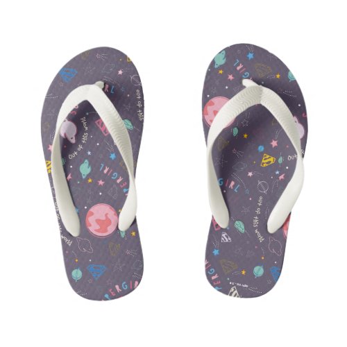 Supergirl Out of This World Retro Graphic Kids Flip Flops