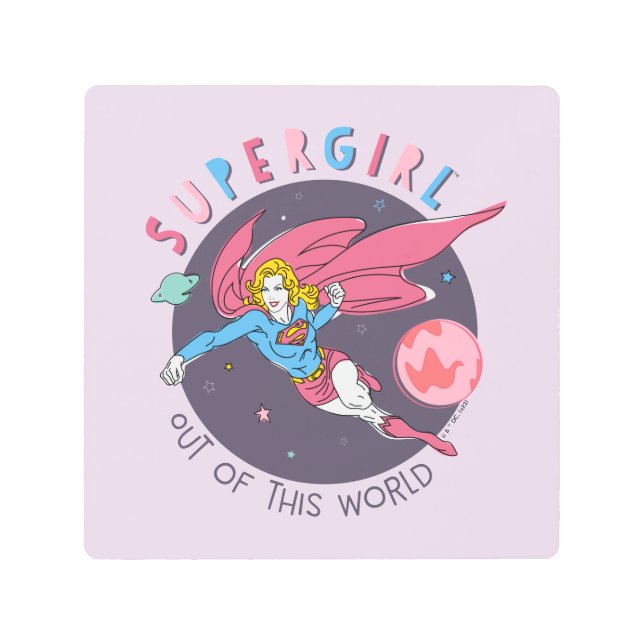 Supergirl Out of This World Retro Graphic Metal Print (Front)